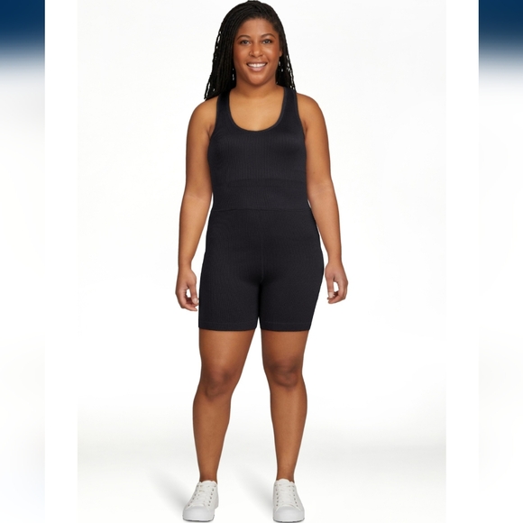 Love & Sports Pants - Love & Sports Seamless Ribbed Romper Womens Size‎ XL Shorts One-Piece Black Tank